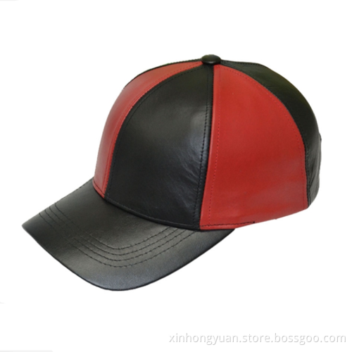 Custom 6 panel leather baseball cap